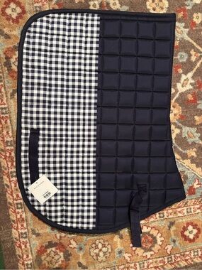 Navy Quilted Saddle Pad with Navy & White Gingham Panel